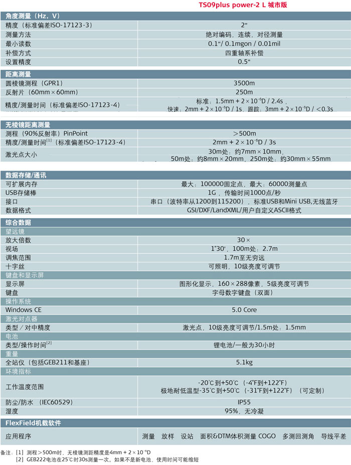 徠卡TS09plus power-2 L全站儀技術(shù)參數