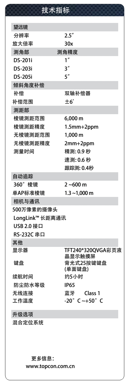 拓普康DS-201i全站儀技術(shù)參數